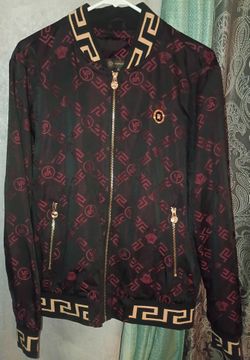 Men's XL Black & Gold Medusa Monogram Bomber Jacket - Streetwear