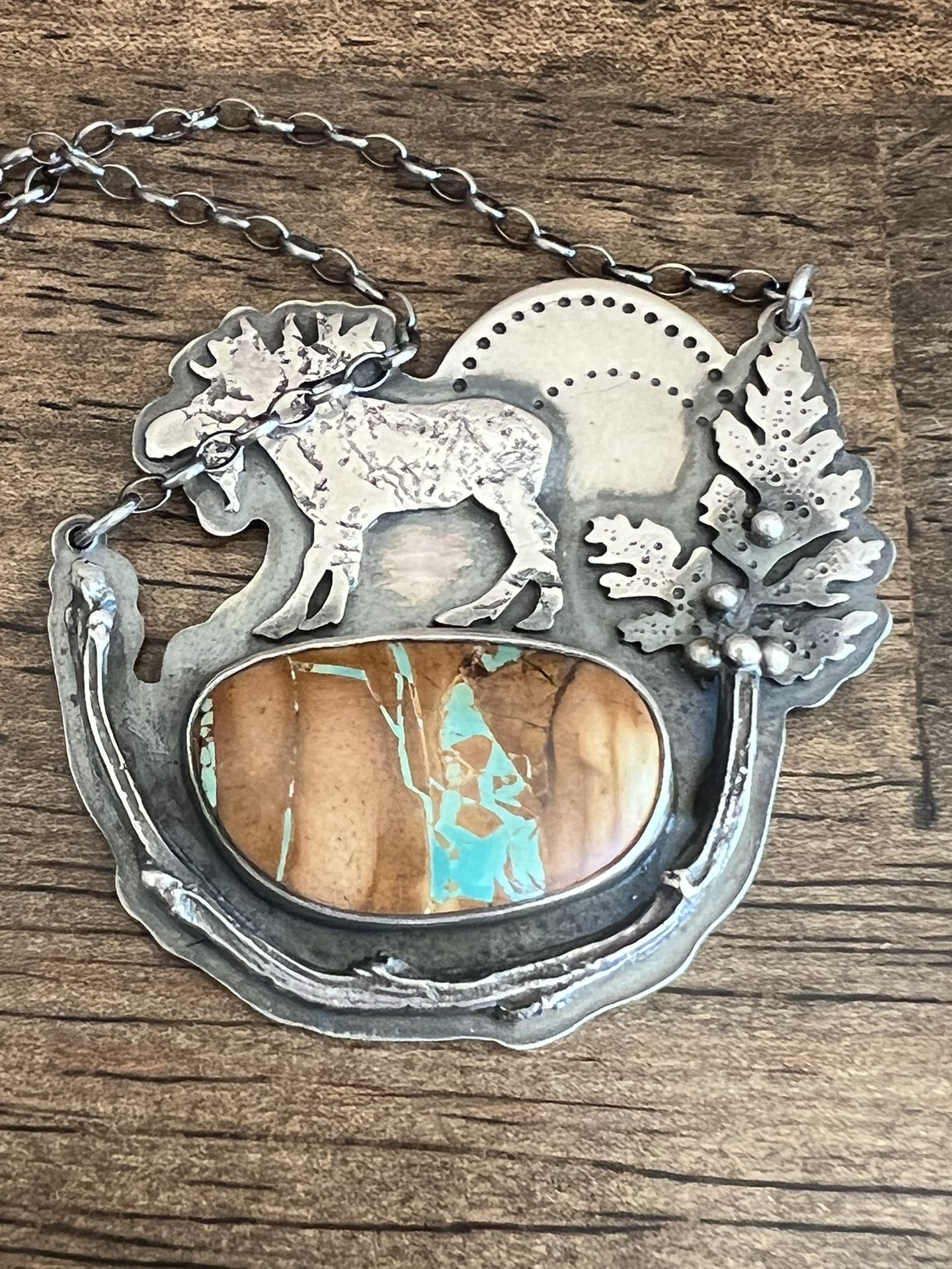 Sterling Turquoise Moose Pendant