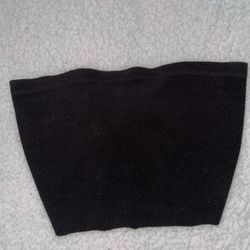 Black fuzzy Vintage strapless cropped top 