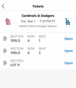 Dodgers tickets for 09/01/26