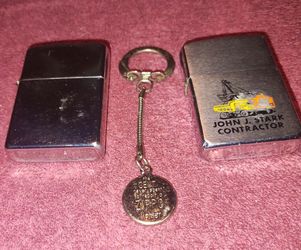 Two Vintage Zippo Lighters and  a Zippo keychain
