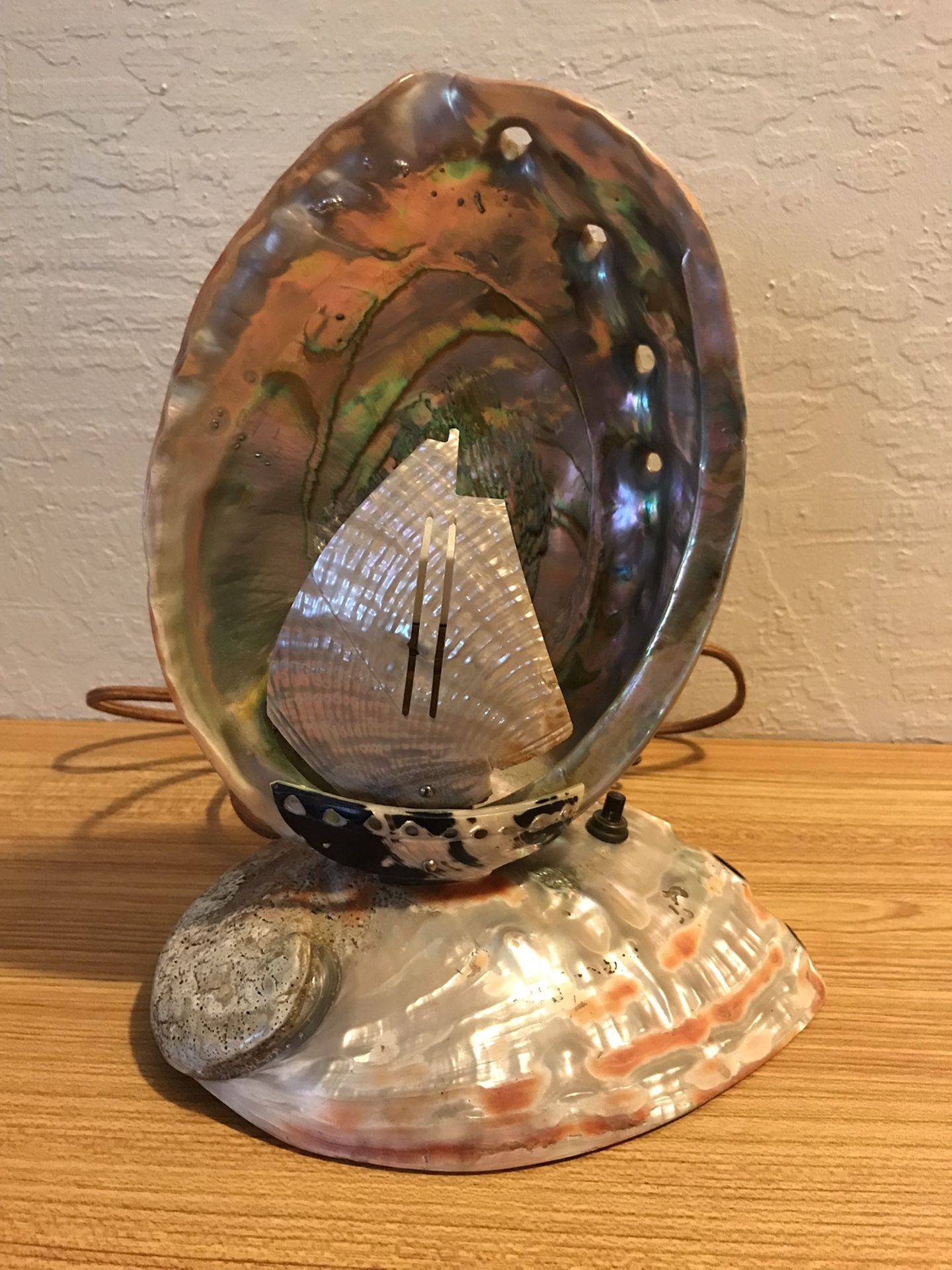 Antique Abalone Shell Lamp