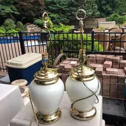 2 large white ginger jar lamps