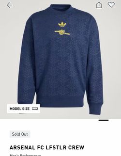 adidas Arsenal FC LFSTLR Crewneck Pullover Sweatshirt Blue Men’s 2XL NWT