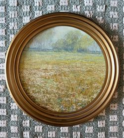 Round Gold Frame Wildflower Meadow Painting