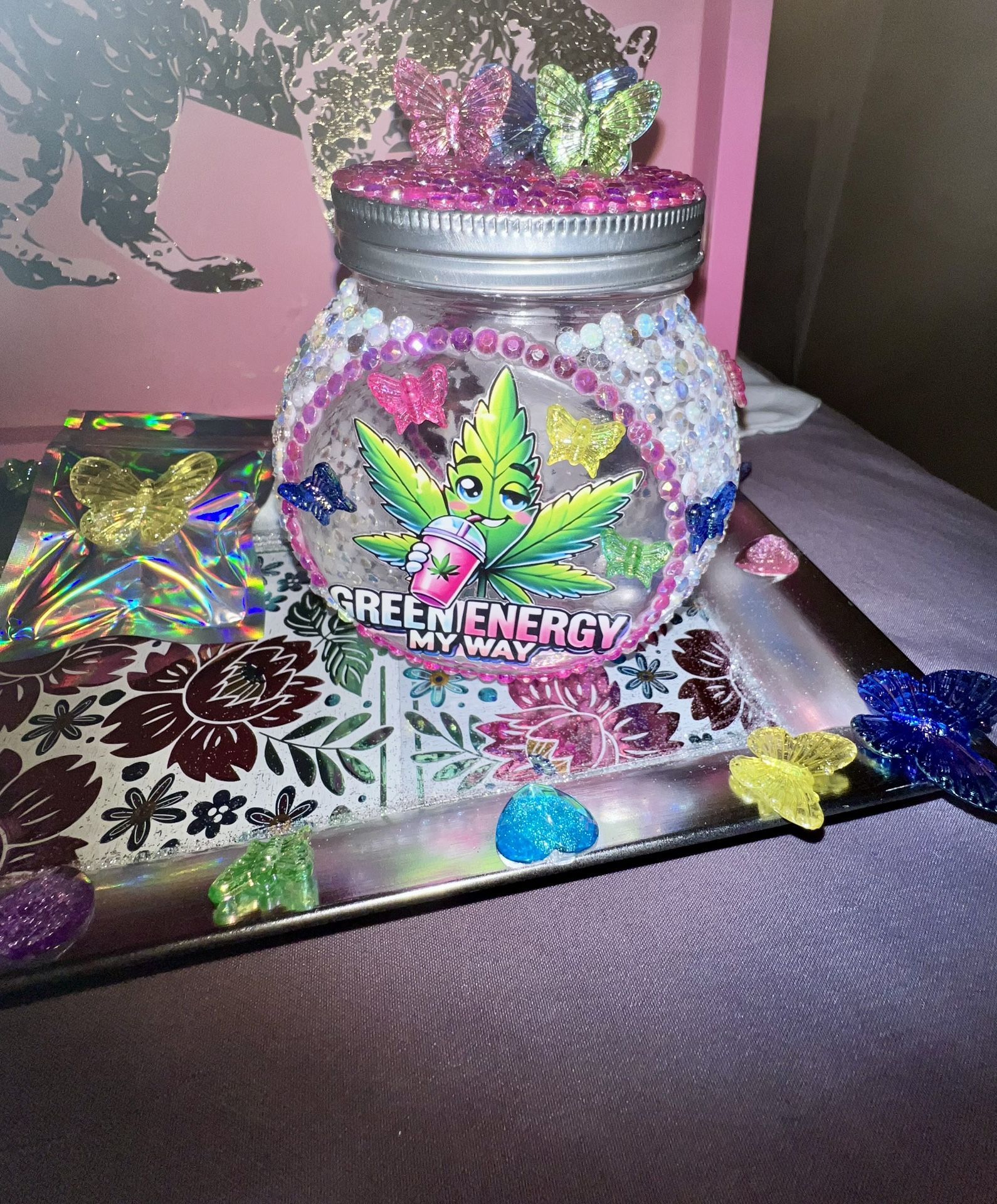 Handmade Jar With Ashtray And Tray