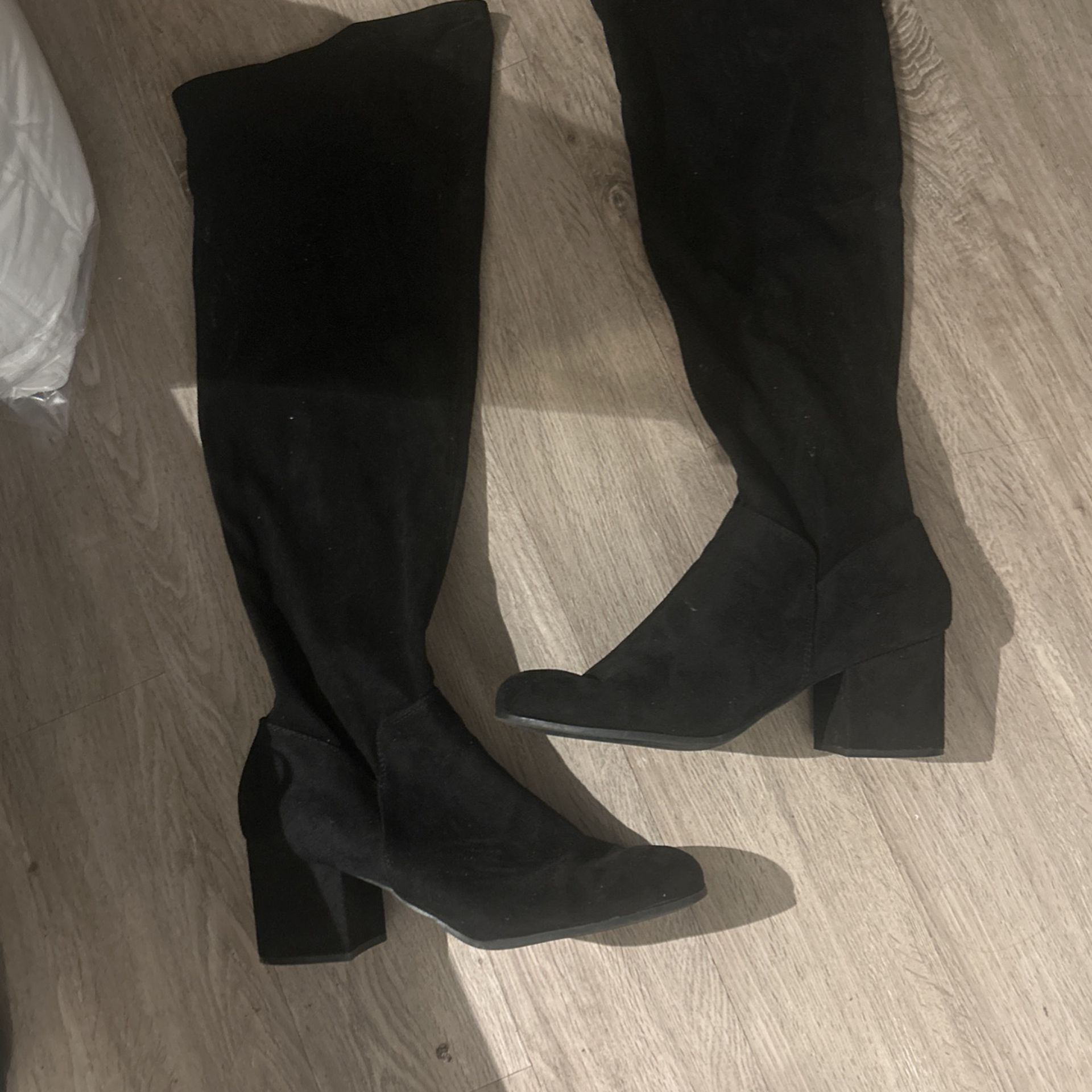 Heeled  Black Suede Over The Knee Boots