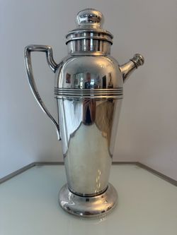 Vintage art deco, silver plated cocktail shaker/pitcher (thirst extinguisher)