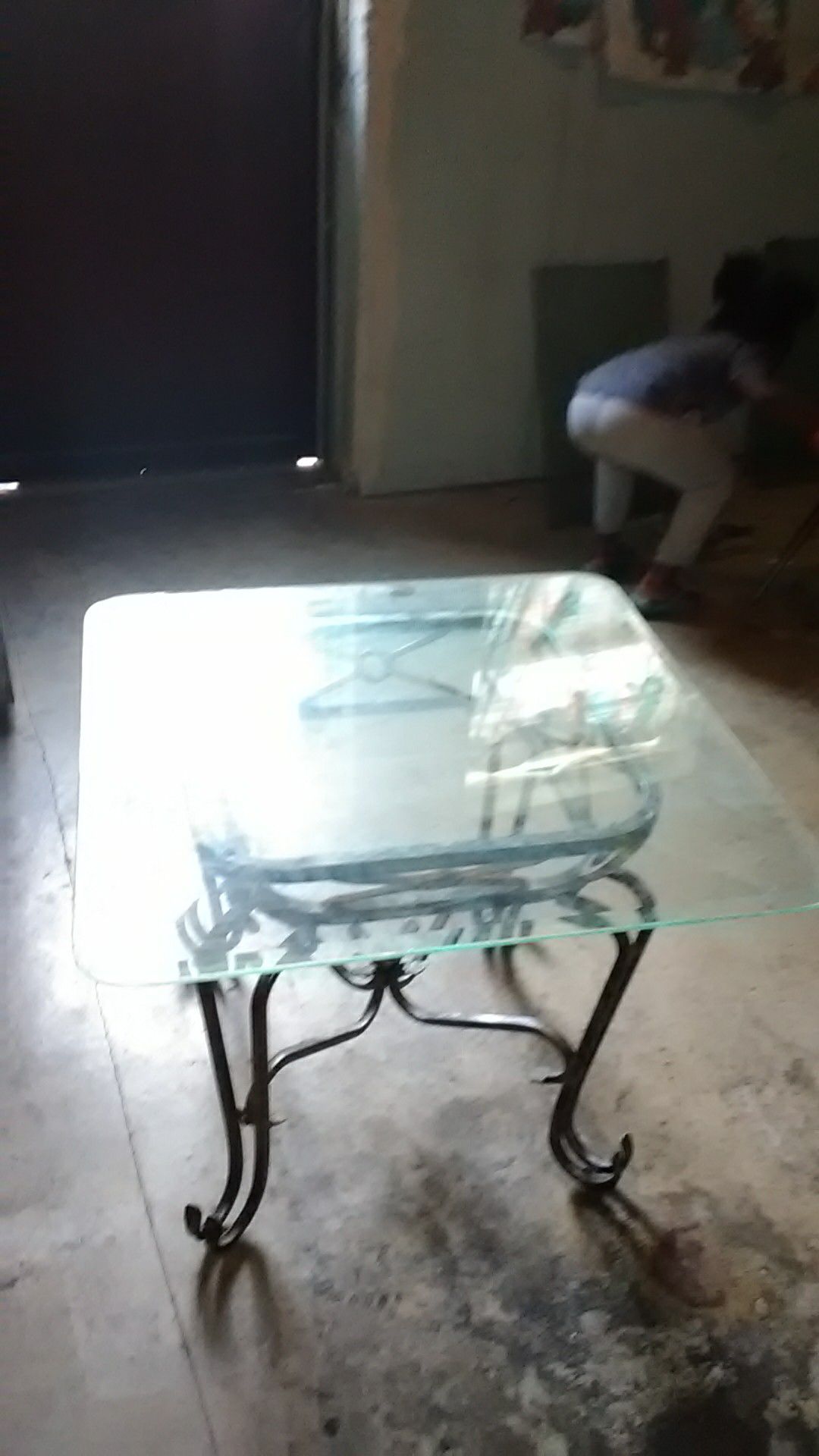Antique Glass coffee and end table.
