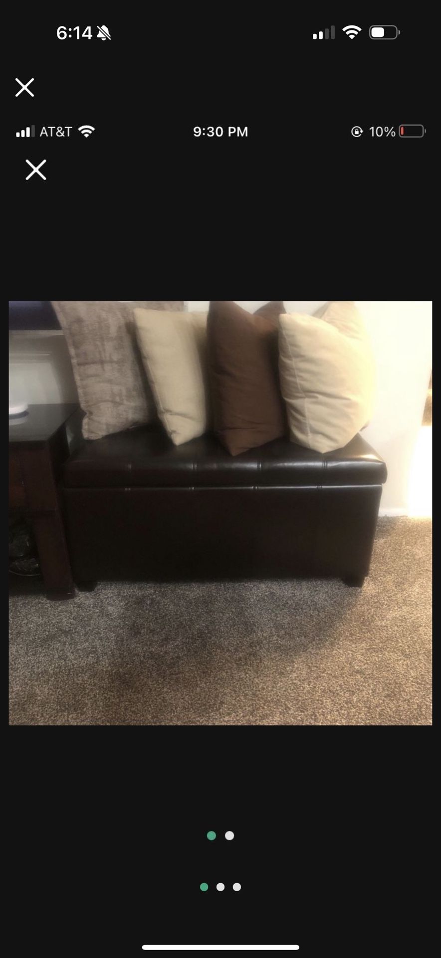 Brown Leather Ottoman With Storage 