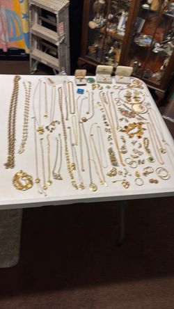 Large Lot of Gold-Tone Costume Jewelry