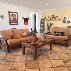 Two-Piece Suede Couch Set