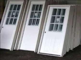 White Exterior Door with Glass Panels