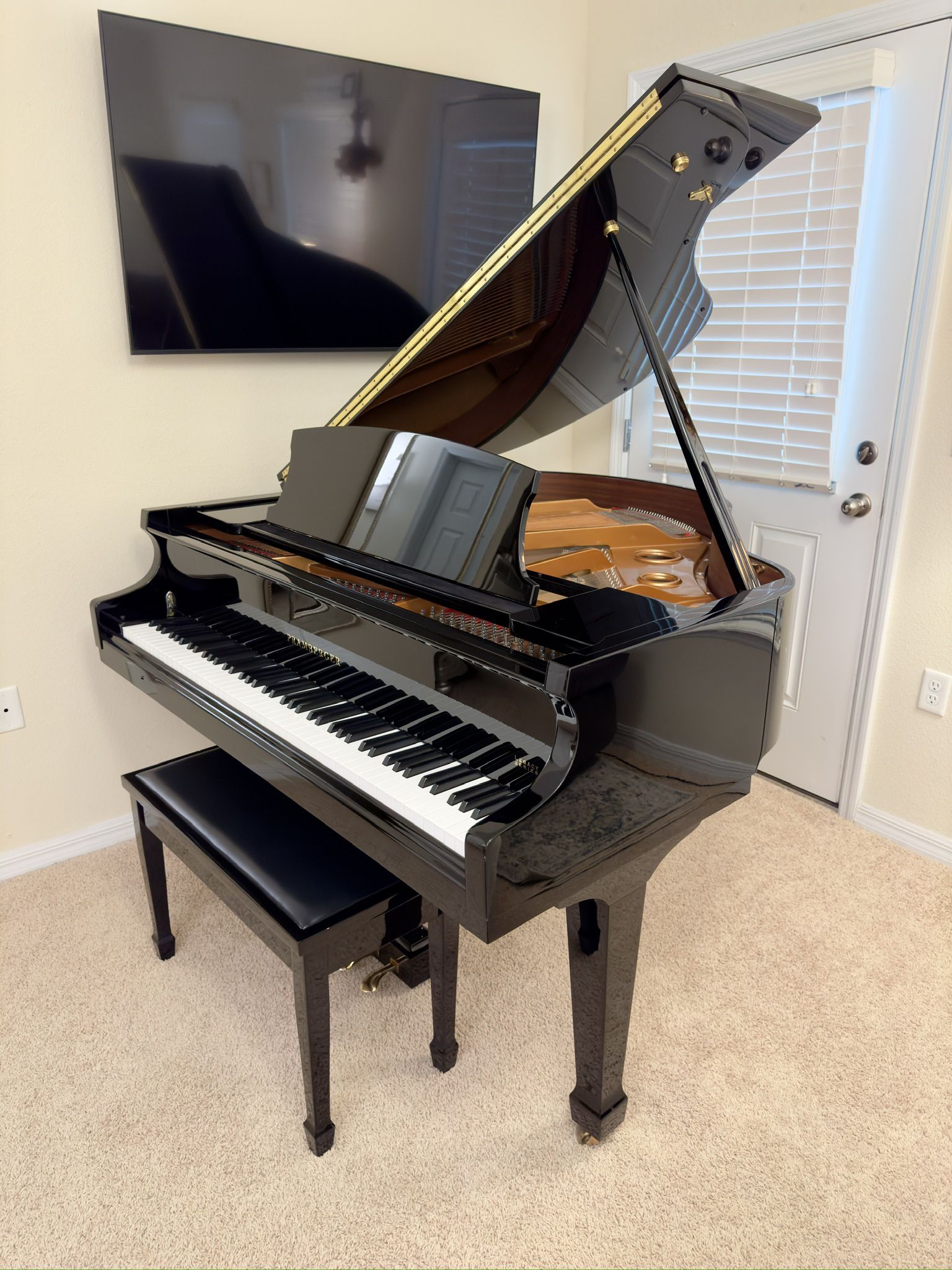 Beautiful Shiny Black Baby Grand Piano - Delivered and Tuned