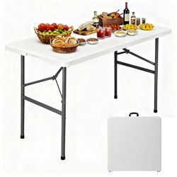 Folding Utility Table - Center Fold Design - 4 Foot White - Used