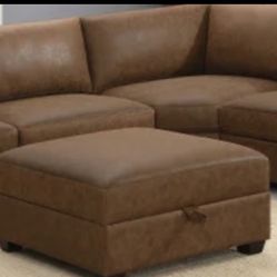 Leon 5-piece Fabric Sectional with Storage Ottoman