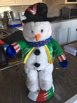 Xmas items vintage dancing snowman, vintage dancing Santa and vintage stocking hangers good quality heavyweight See Below For Item Price List