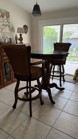High End Pub Game Table and Three Swivel Bar Stools