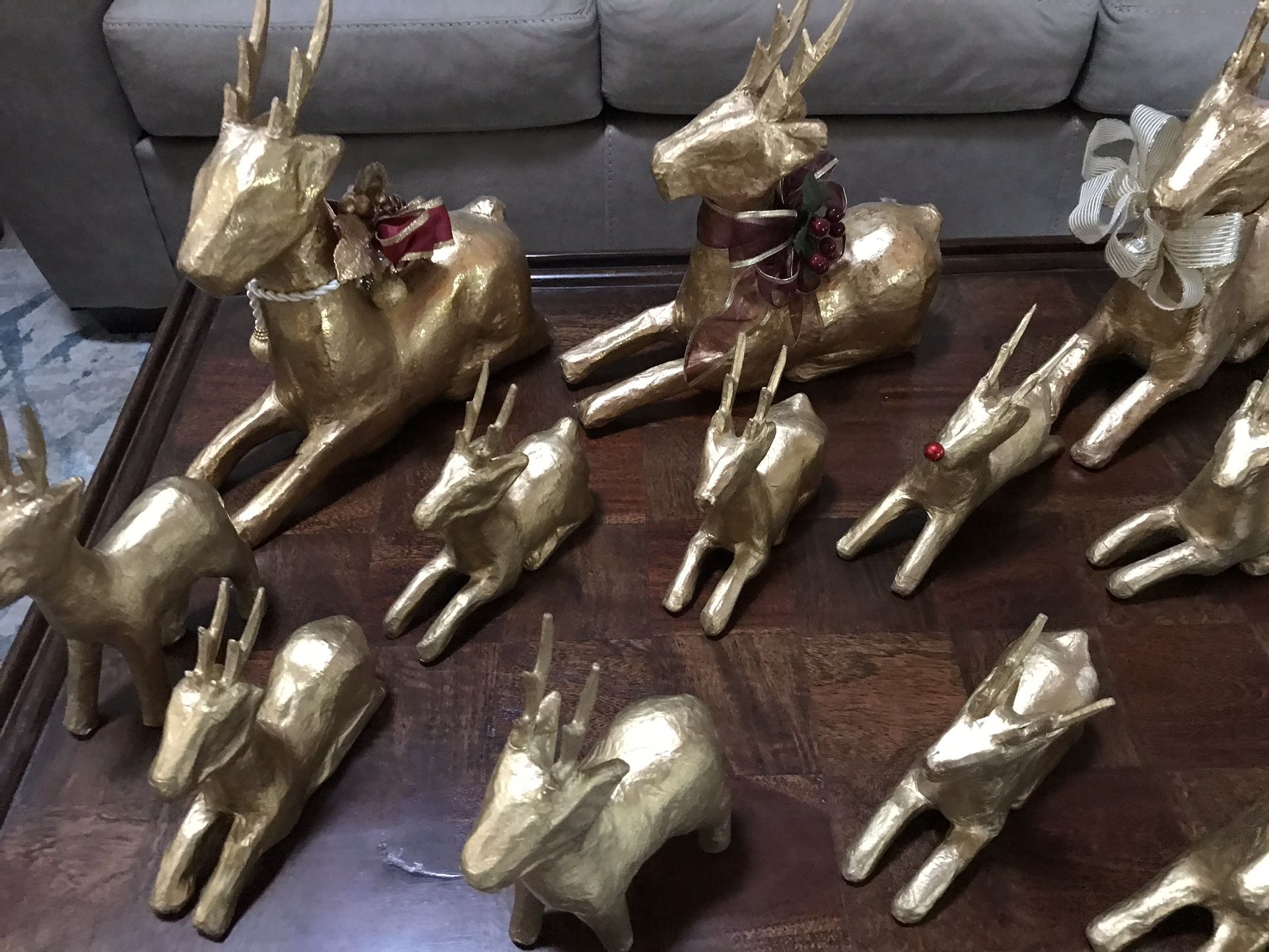 Christmas Reindeer Gold Paper Mache’