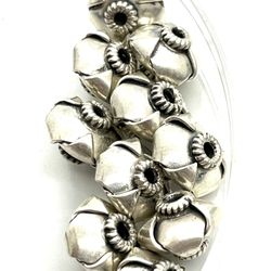 Lot Of 2 Sterling Silver Wonton Beads