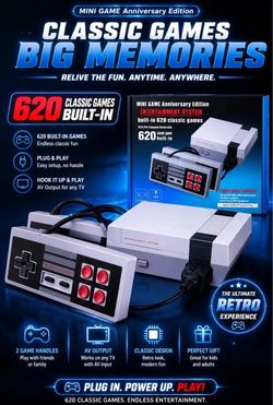 New Mini NES Anniversary Edition 620 Games Style Console Plug & Play