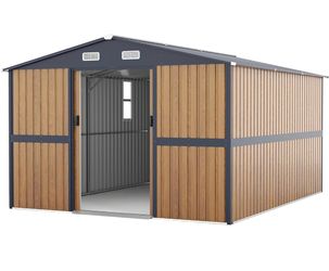 New in Box Outdoor Storage Shed - Metal Garden Shed with Clear Windows & Lockable Doors | Tool Shed