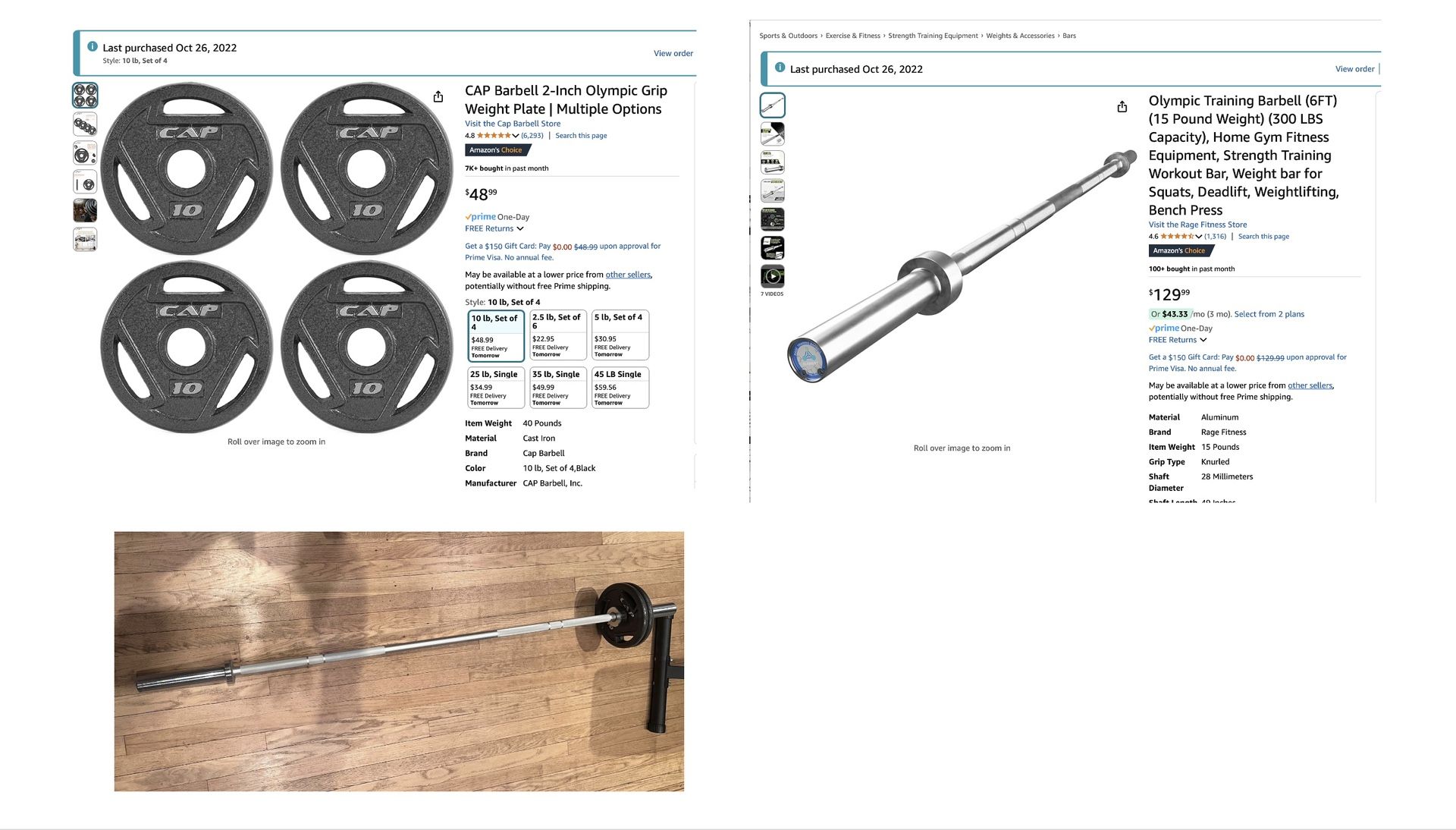 6-feet Steel Barbell + Four 10-pound Plates