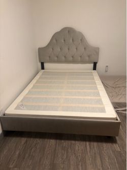 Queen Size Bed frame with Velvet Headboard