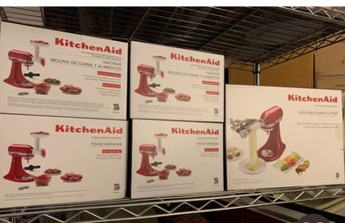 ATTACHMENTS ONLY!!! $40 KITCHEN AID FOOD GRINDER & $70 VEGETABLE SHEET CUTTER. BRAND NEW