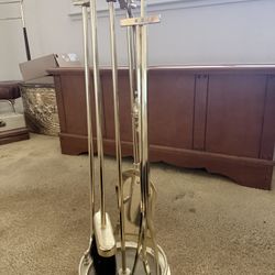 Polished Brass Fireplace Tool Set – Complete w/ Stand