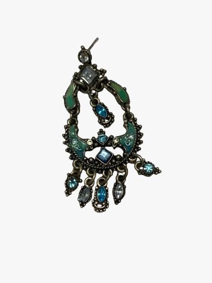 Vintage Boho Turquoise Chandelier Dangle Earrings Statement Pre Owned