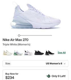 Nike Air Max 270 size 4Y or 5.5W like new (once used). I washed so they’re very clean.