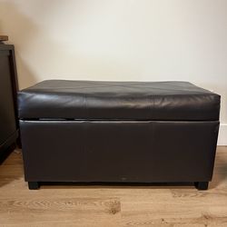 Dark Brown Faux Leather Storage Ottoman – Lift Top Bench
