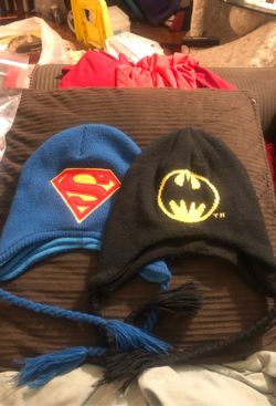 Batman and Superman hats