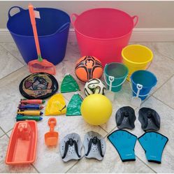 Kids Pool & Beach Sand Toy Set Buckets, Shovels, Ball Games, Dive Sticks, 25pcs