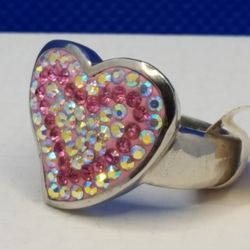 Steel Revolt Ring, Cz DIA,  New with tag, Stainless Steel, Solid vintage Ring. SIZE 
10