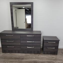 Cómoda Con Espejo Y 1 Mesa De Noche 
