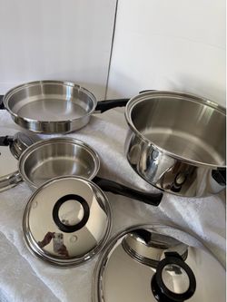 Homemakers Guild 18-8 Tri Ply Stainless Steel 4qt pot /1 Quart Sauce Pan & Lustre Craft skillet 11" total 6 pcs