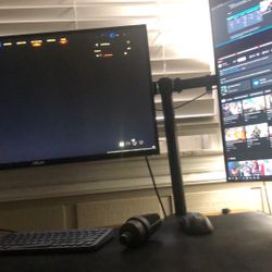 Gaming PC, Desk, microphone, 2 Monitor Bundle