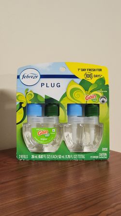 Febreze Plug In Air Freshener Odor-Fighting Scented Oil Refill Gain Scent 2 Refills