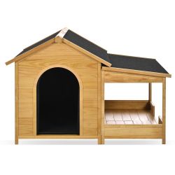 60.2" Large Outdoor Dog House with Insulated Liner for Winter Waterproof Dog Kennel for Medium & Large Dogs, Dog House with Porch and Asphalt Roof and
