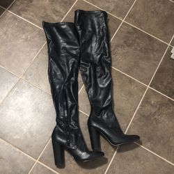 Thigh High Leather Boots Size 9