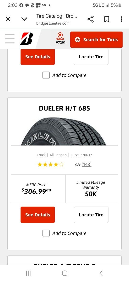 Bridgestone 265 70 17 