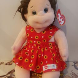 Vintage TY Beanie Kids Cookie 10" Stuffed Doll Handmade Girl Toy 2000.  G