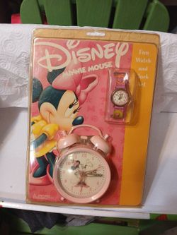 Disney mini mouse clock and watch set