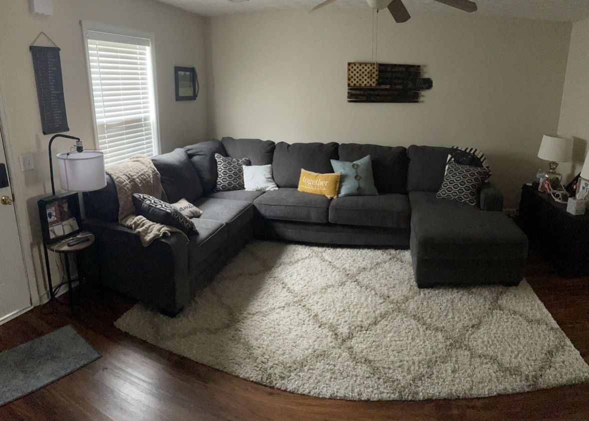 Large Dark Gray Sectional – Excellent Condition