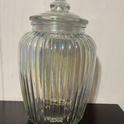 ♥️💖 Glass Iridescent Candy Jar w/Glass Lid