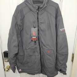 BRAND NEW WHITH TAGS ARIAT FR DURALIGTH STRETCH CANVAS MEN'S INSULATED JACKET SIZE 2XL 