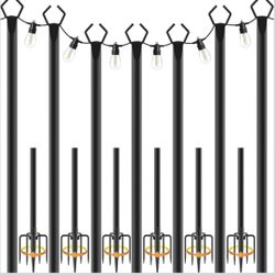 Pack 10 ft Heavy Duty Metal String Light Poles 