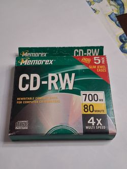 Memorex CD-RW disc in case- box of 5